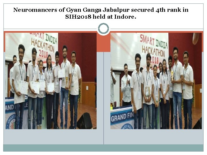 Neuromancers of Gyan Ganga Jabalpur secured 4 th rank in SIH 2018 held at