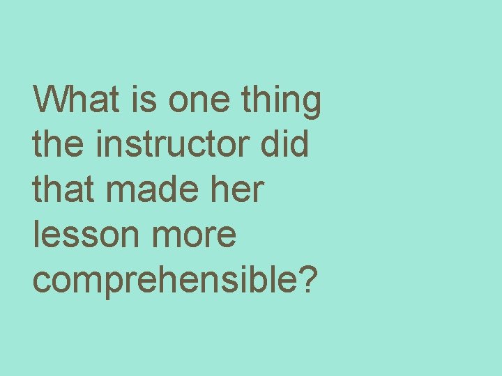 What is one thing the instructor did that made her lesson more comprehensible? 