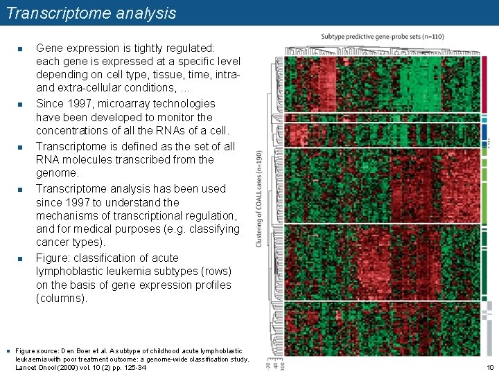 Transcriptome analysis n n n Gene expression is tightly regulated: each gene is expressed