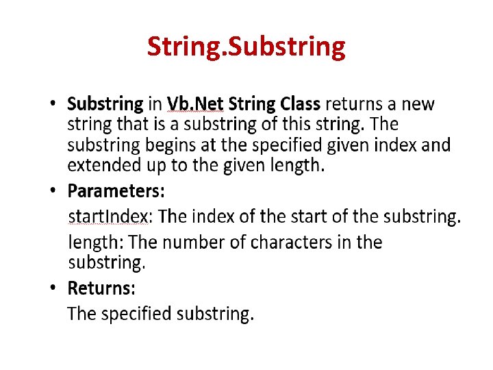 String. Substring String. Substring