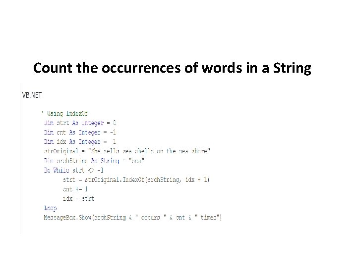Count the occurrences of words in a String Count the occurrences of words in a String