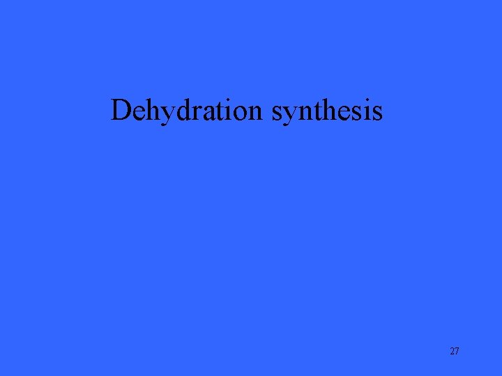 Dehydration synthesis 27 