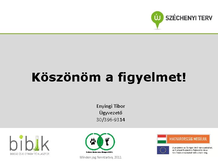 Köszönöm a figyelmet! Enyingi Tibor Ügyvezető 30/396 -9314 Minden jog fenntartva, 2011 