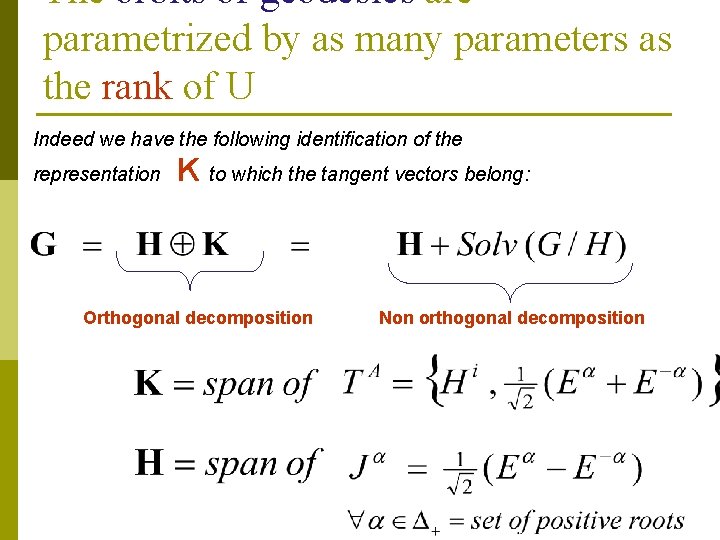 The orbits of geodesics are parametrized by as many parameters as the rank of