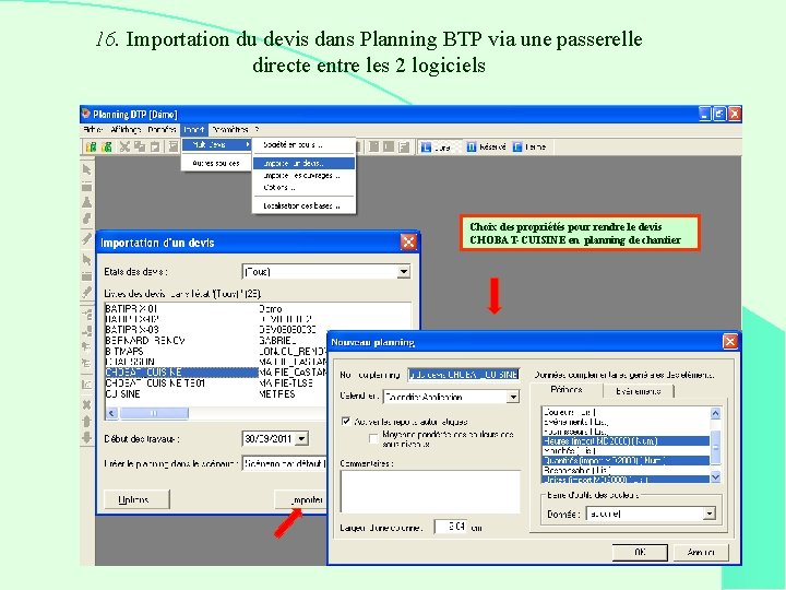 16. Importation du devis dans Planning BTP via une passerelle directe entre les 2