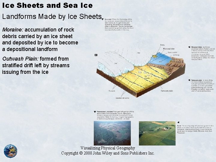 Ice Sheets and Sea Ice Landforms Made by Ice Sheets Moraine: accumulation of rock