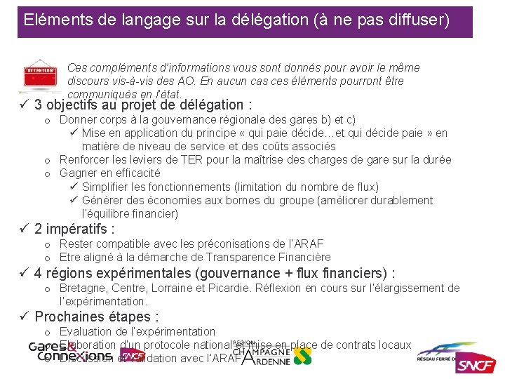 Eléments de langage sur la délégation (à ne pas diffuser) Ces compléments d’informations vous