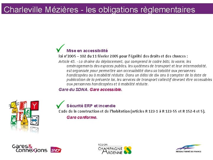 Charleville Mézières - les obligations règlementaires • Mise en accessibilité loi n° 2005 –
