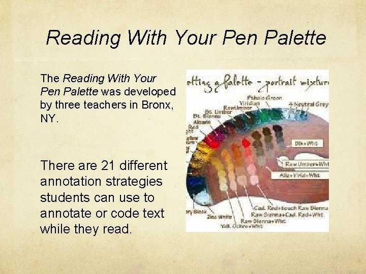 Reading With Your Pen Palette The Reading With Your Pen Palette was developed by
