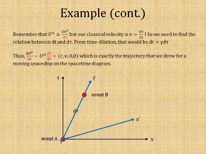 Example (cont. ) t t’ event B x’ event A x 