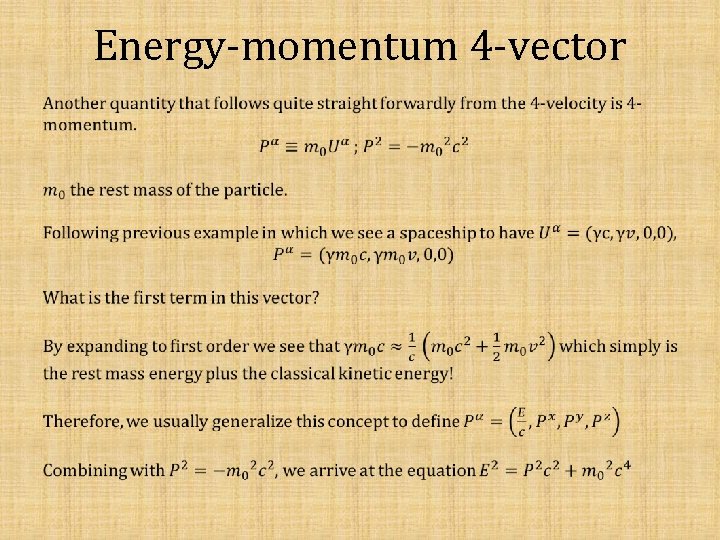 Energy-momentum 4 -vector 
