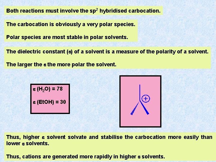 Both reactions must involve the sp 2 hybridised carbocation. The carbocation is obviously a