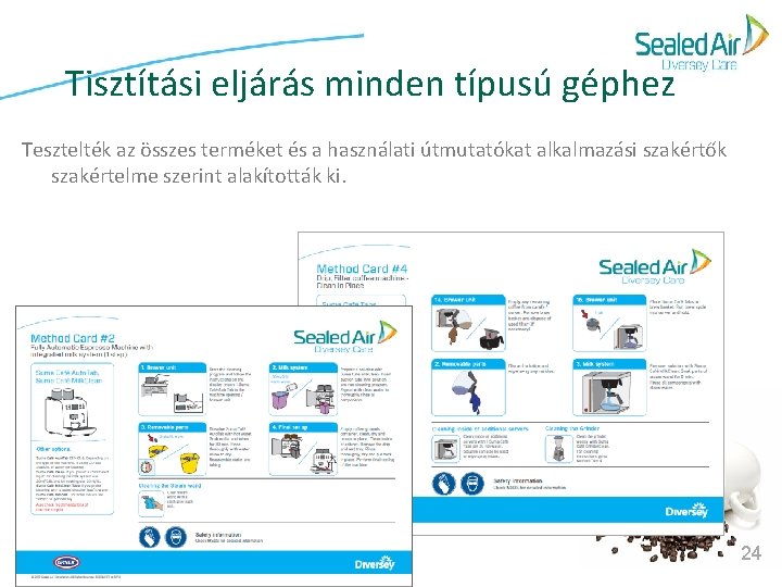 Tisztítási eljárás minden típusú géphez Tesztelték az összes terméket és a használati útmutatókat alkalmazási