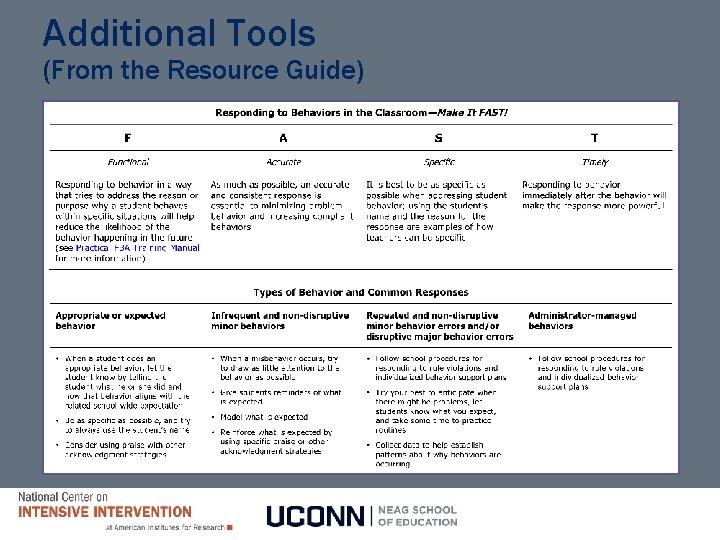 Additional Tools (From the Resource Guide)  Additional Tools (From the Resource Guide)