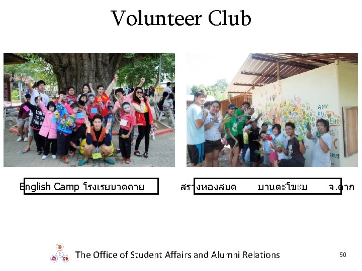 Volunteer Club English Camp โรงเรยนวดคาย สรางหองสมด บานตะโขะบ The Office of Student Affairs and Alumni