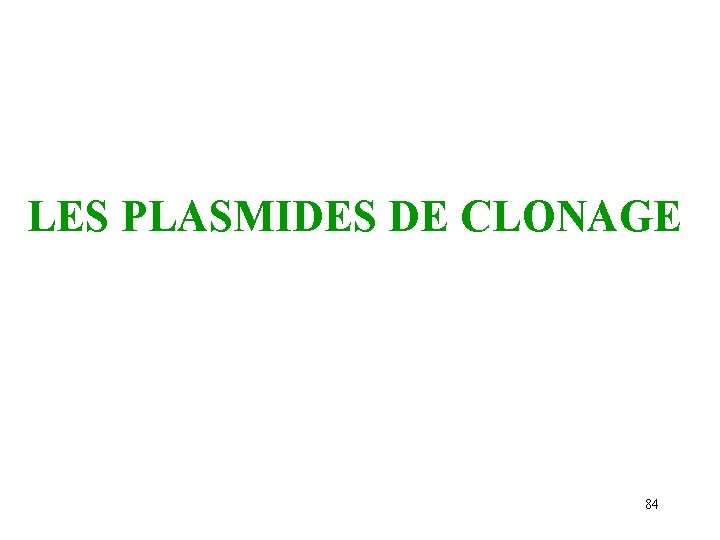 LES PLASMIDES DE CLONAGE 84 