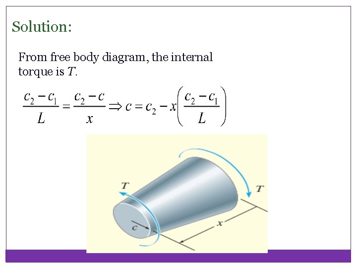 Solution: From free body diagram, the internal torque is T. 
