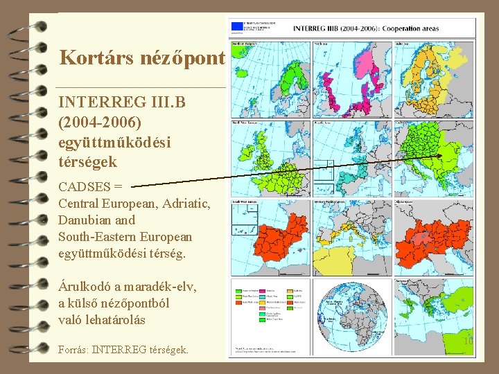 Kortárs nézőpont INTERREG III. B (2004 -2006) együttműködési térségek CADSES = Central European, Adriatic,