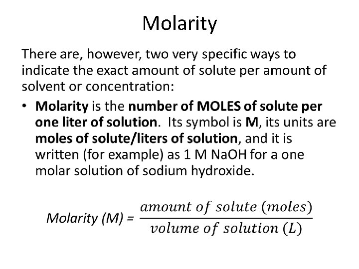 Molarity • 