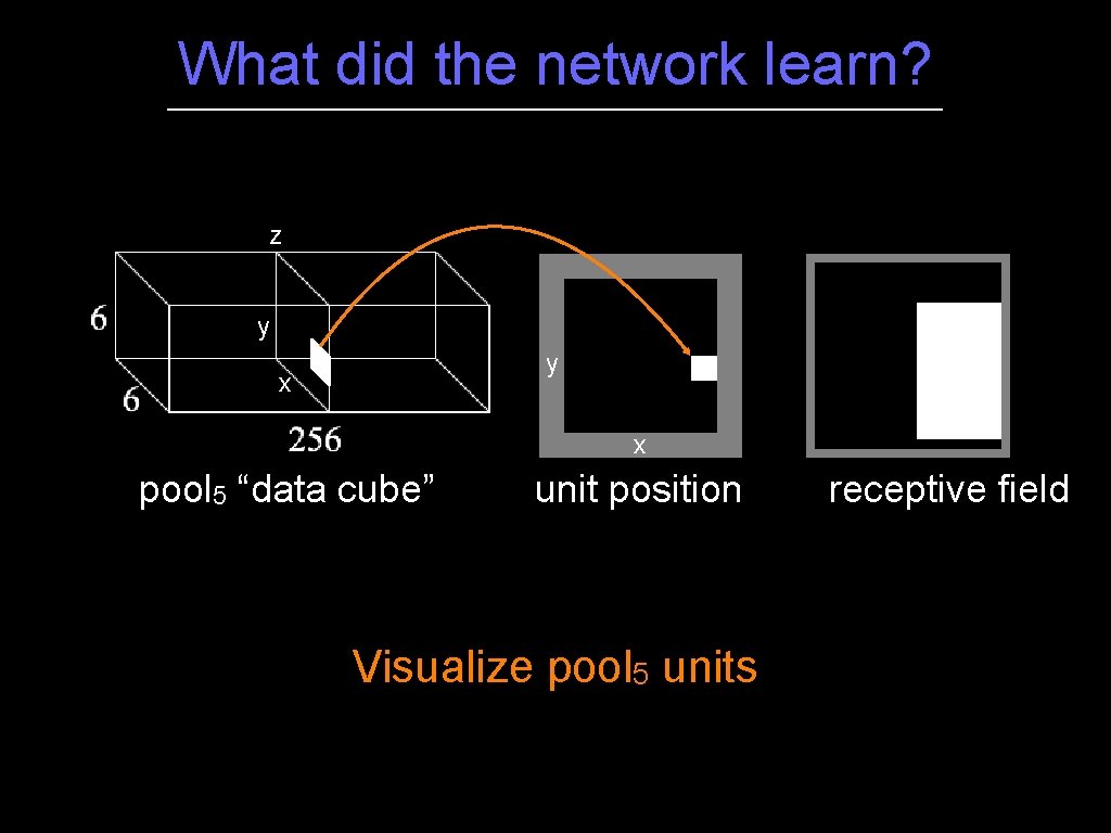 What did the network learn? z y y x x pool 5 “data cube”