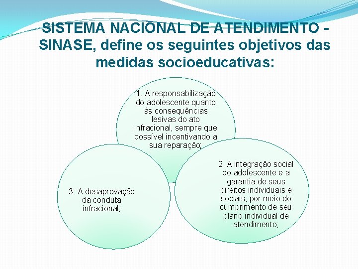 SISTEMA NACIONAL DE ATENDIMENTO SINASE, define os seguintes objetivos das medidas socioeducativas: 1. A