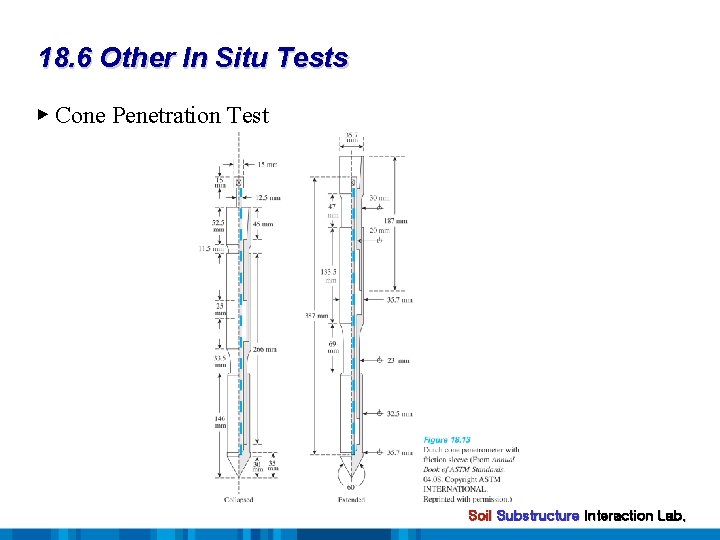 18. 6 Other In Situ Tests ▶ Cone Penetration Test Soil Substructure Interaction Lab.