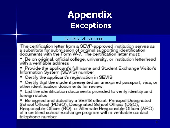 Appendix Exceptions Exception 2 b continues 80 