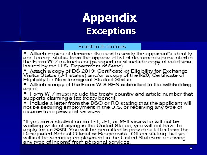 Appendix Exceptions Exception 2 b continues 81 