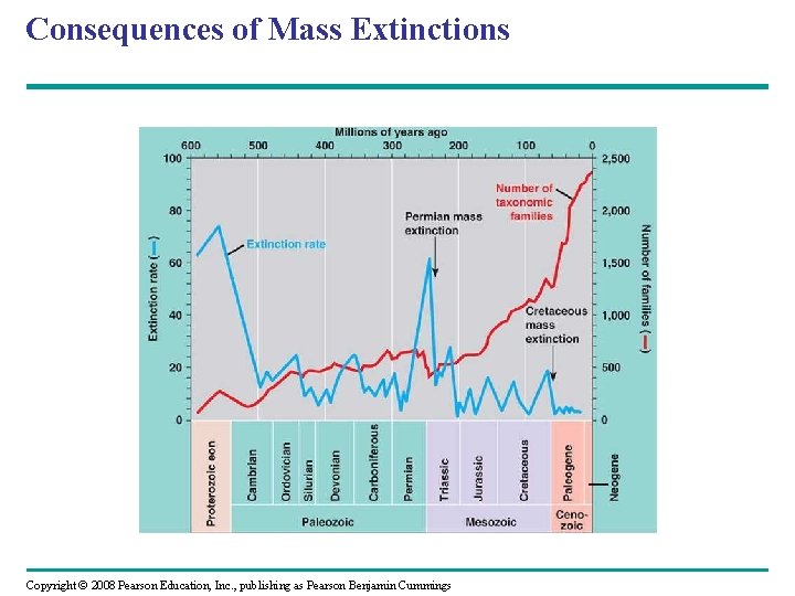 Consequences of Mass Extinctions Copyright © 2008 Pearson Education, Inc. , publishing as Pearson