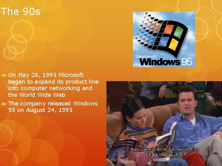 The 90 s On May 26, 1995 Microsoft began to expand its product line