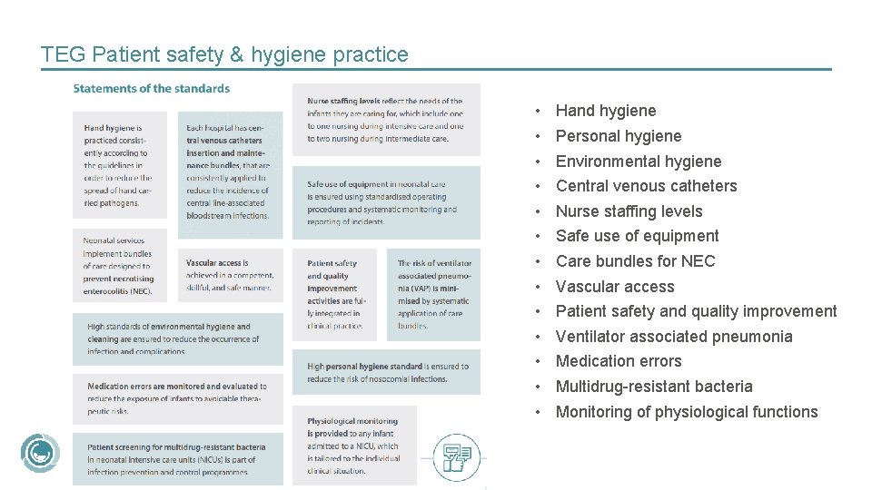 TEG Patient safety & hygiene practice • • • • Hand hygiene Personal hygiene