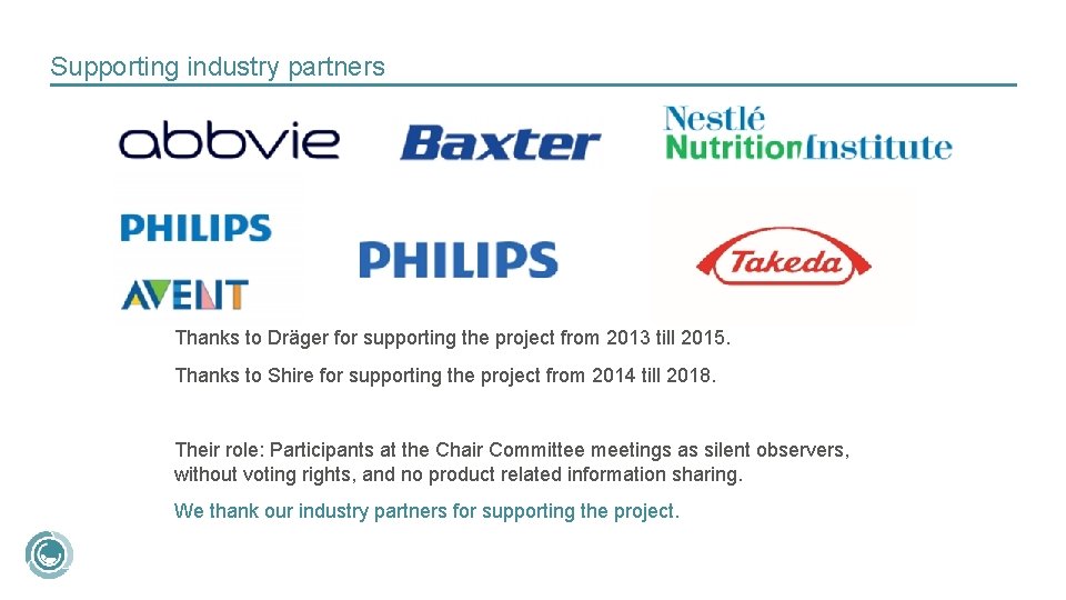 Supporting industry partners Thanks to Dräger for supporting the project from 2013 till 2015.