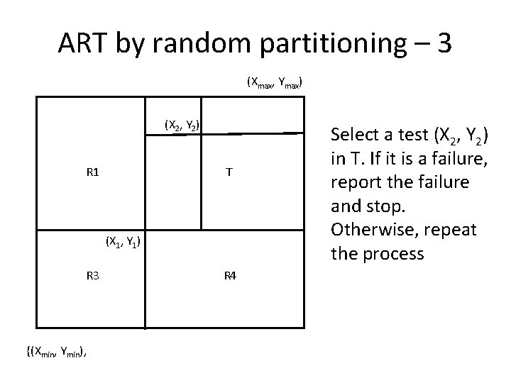 ART by random partitioning – 3 (Xmax, Ymax) (X 2, Y 2) R 1