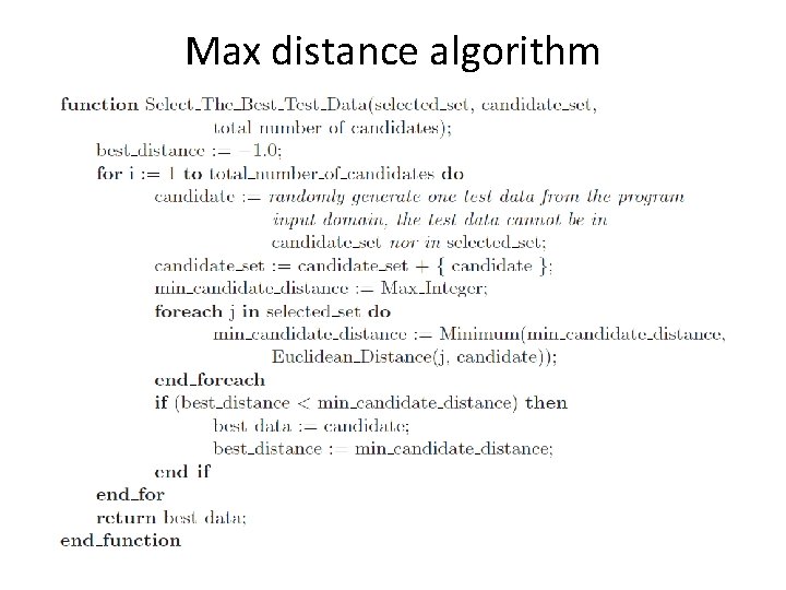 Max distance algorithm 