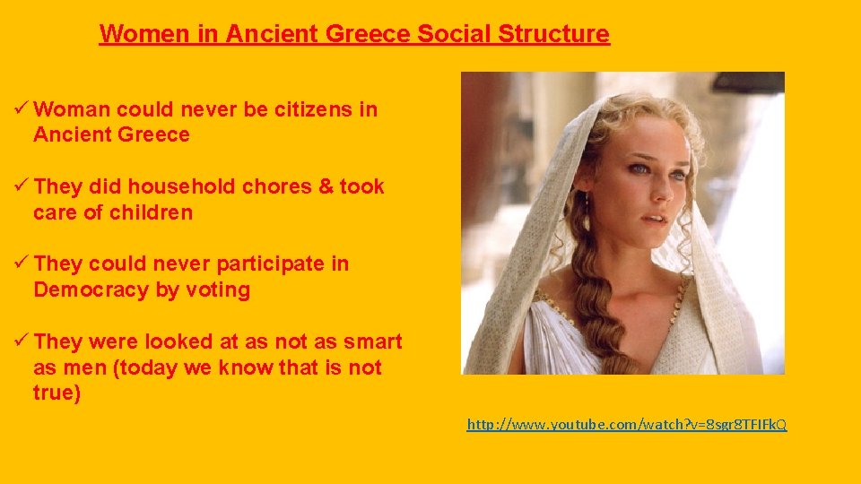 Women in Ancient Greece Social Structure ü Woman could never be citizens in Ancient