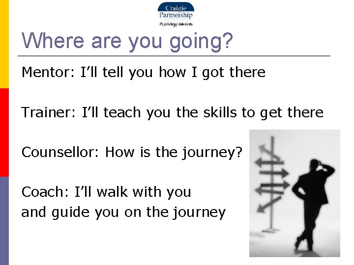 Where are you going? Mentor: I’ll tell you how I got there Trainer: I’ll