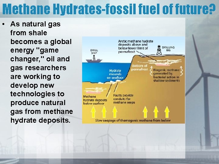 Methane Hydrates-fossil fuel of future? • As natural gas from shale becomes a global