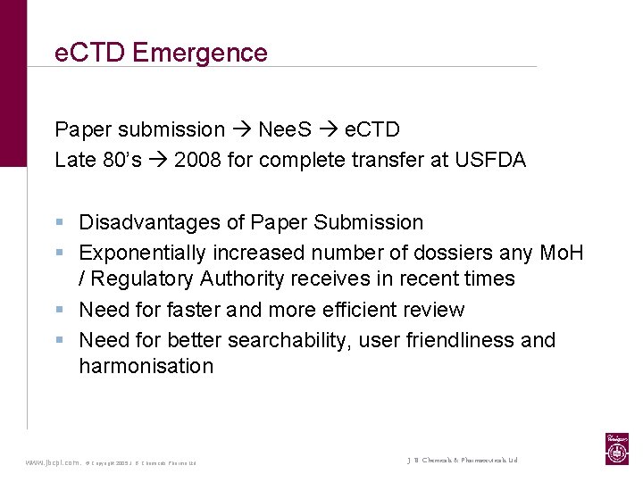 e. CTD Emergence Paper submission Nee. S e. CTD Late 80’s 2008 for complete