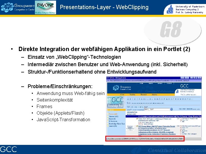 Presentations-Layer - Web. Clipping University of Paderborn Business Computing 2 Prof. Dr. Ludwig Nastansky