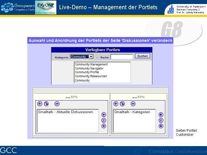 Live-Demo – Management der Portlets University of Paderborn Business Computing 2 Prof. Dr. Ludwig