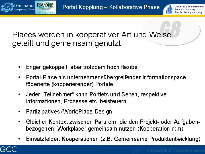 Portal Kopplung – Kollaborative Phase University of Paderborn Business Computing 2 Prof. Dr. Ludwig