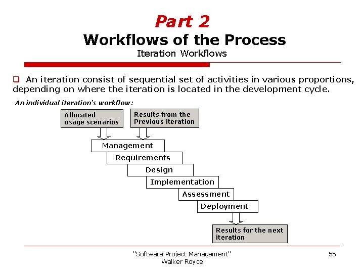Part 2 Workflows of the Process Iteration Workflows q An iteration consist of sequential