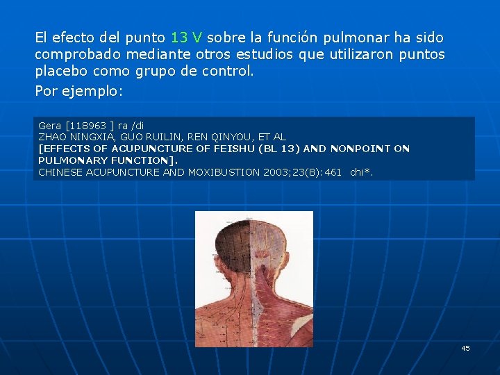 El efecto del punto 13 V sobre la función pulmonar ha sido comprobado mediante