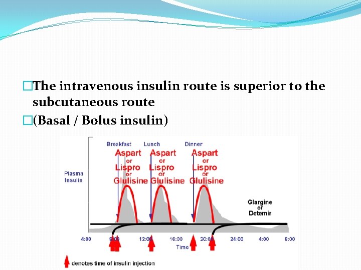 �The intravenous insulin route is superior to the subcutaneous route �(Basal / Bolus insulin)