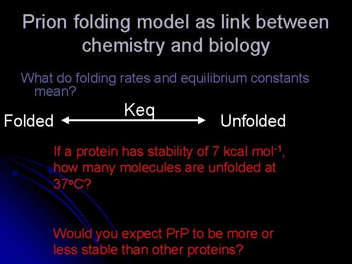 Prion folding model as link between chemistry and biology What do folding rates and