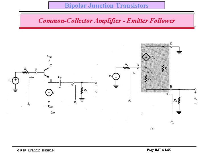 Bipolar Junction Transistors Common-Collector Amplifier - Emitter Follower © REP 12/3/2020 ENGR 224 Page