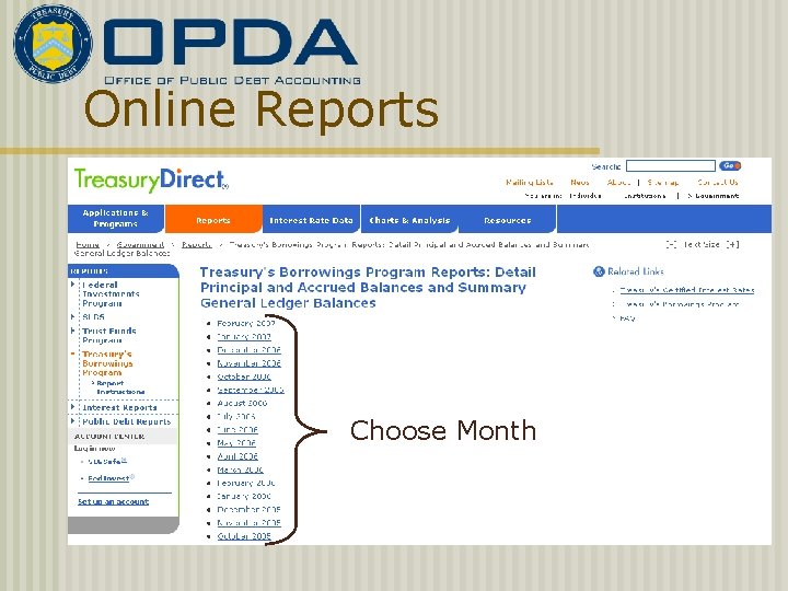 Online Reports Choose Month 