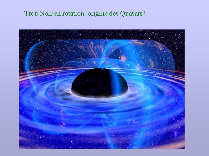 Trou Noir en rotation: origine des Quasars? 