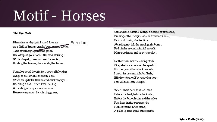 Motif - Horses The Eye-Mote Blameless as daylight I stood looking At a field