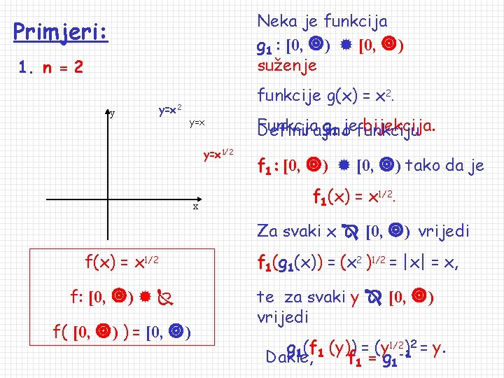 Neka je funkcija g 1 : [0, ) suženje Primjeri: 1. n = 2